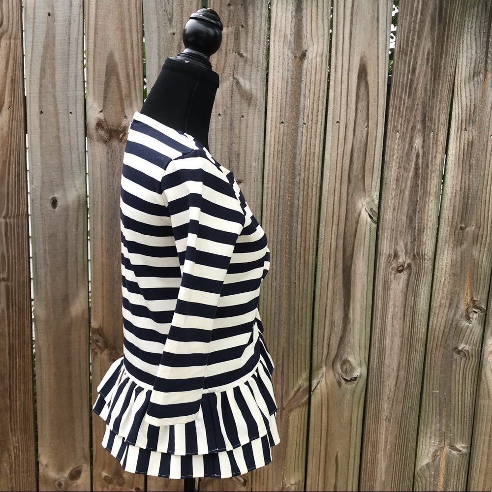J Crew asymmetrical ruffle striped top size XS T93 - Picture 4 of 8